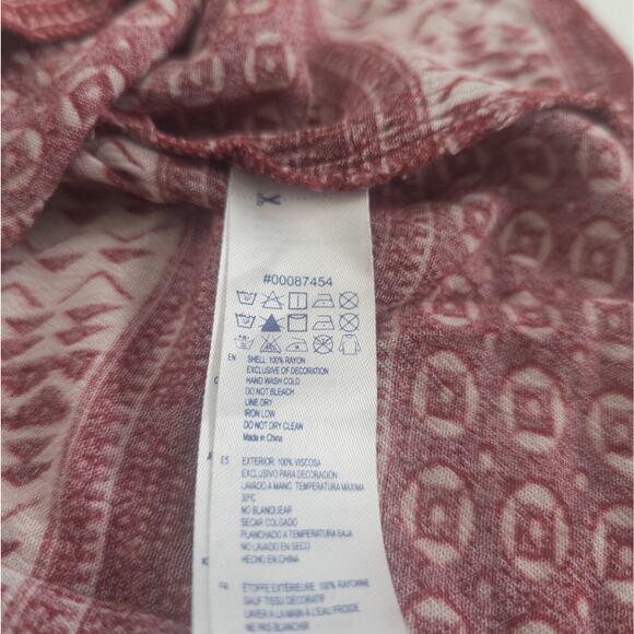 Forever 21 Shirt Womens Small Red Boho Peasant Top Short Sleeve Strappy V‎ Back - Picture 6 of 10